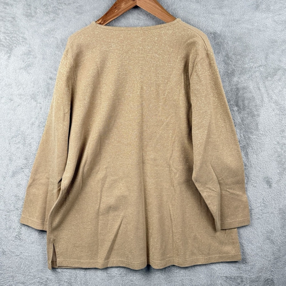 Ulla Popken Gold Shimmer Tunic Shirt Womens 24/26‎ Plus Oversized Glitzy Glam - Picture 2 of 8